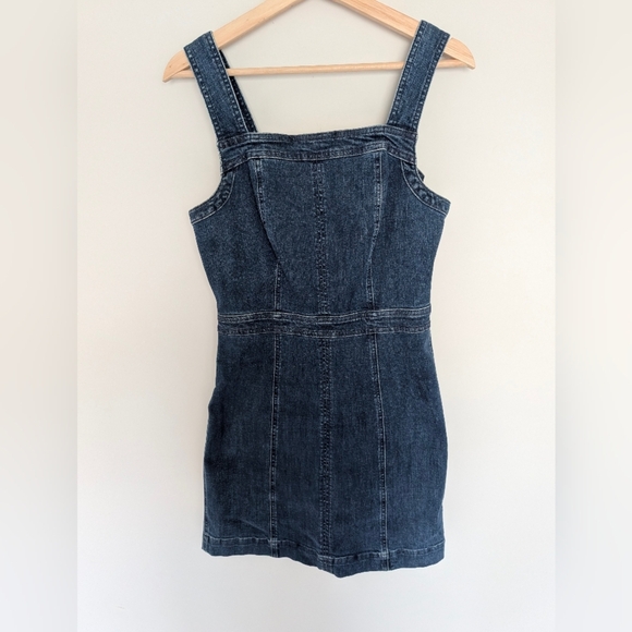 NWT Women's Madewell Denim Apron Bow-Back Dress Size 6 Mini Classic Feminine - Picture 2 of 10